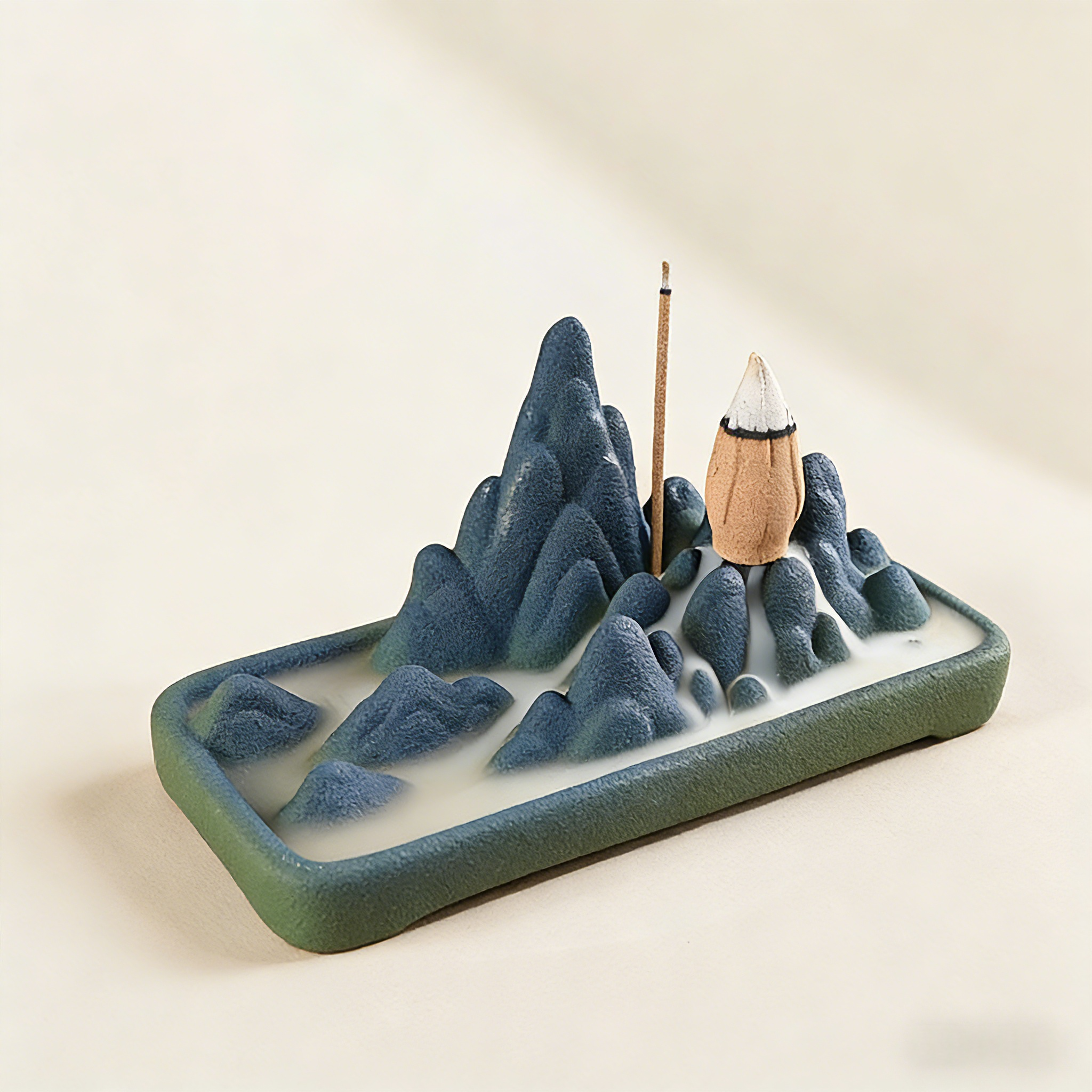 Flowing Calm - Cloudy Mountains Backflow Incense Burner (Incense Stick & Cone Compatible)